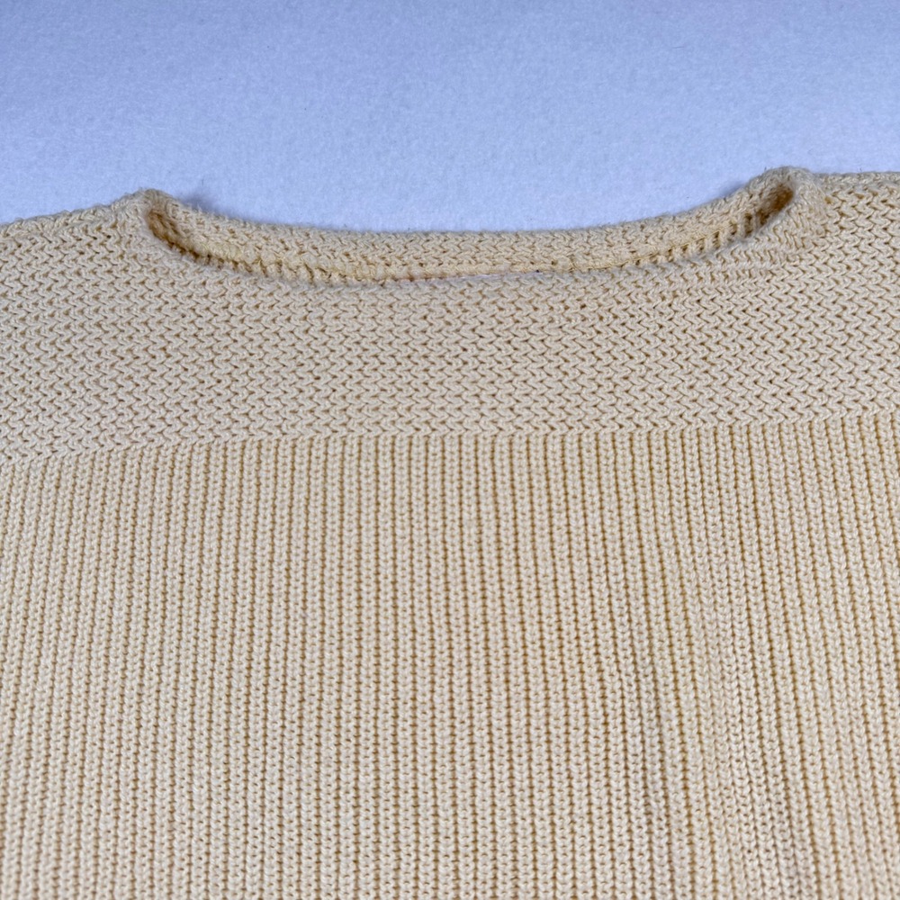 Vintage Fall River Knitting Mills Yellow Cotton Ribbed Boat Neck Sweater XL USA - Picture 3 of 9